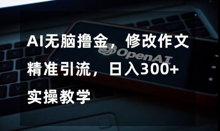 AI无脑撸金，修改作文精准引流，日入300+，实操教学【揭秘】| 网创圈