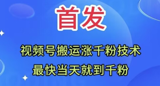 全网首发：视频号无脑搬运涨千粉技术，最快当天到千粉【揭秘】| 网创圈