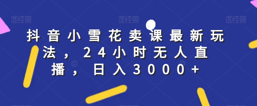 抖音小雪花卖课最新玩法，24小时无人直播，日入3000+【揭秘】| 网创圈