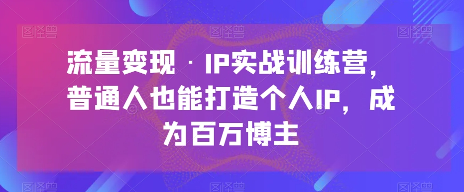 流量变现·IP实战训练营，普通人也能打造个人IP，成为百万博主| 网创圈