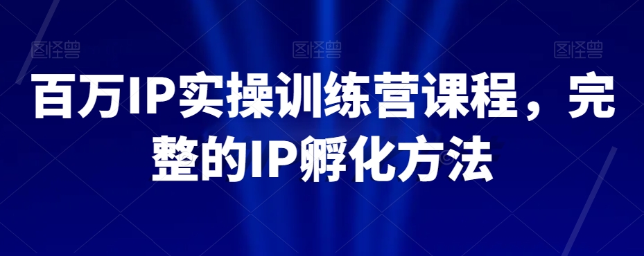 百万IP实操训练营课程，完整的IP孵化方法| 网创圈