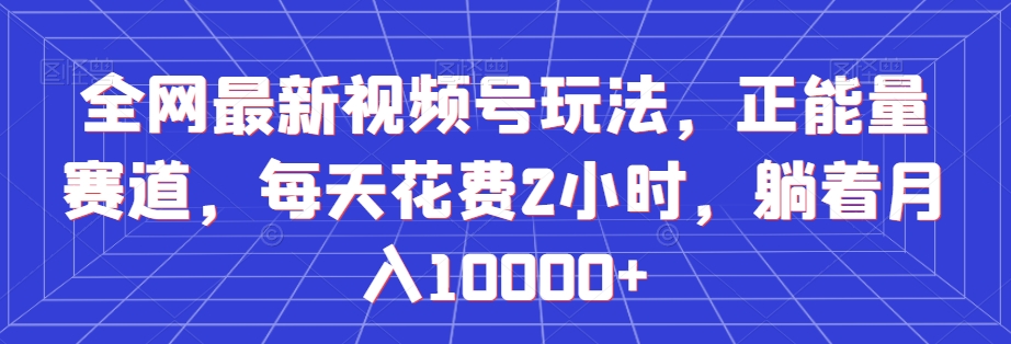 全网最新视频号玩法，正能量赛道，每天花费2小时，躺着月入10000+【揭秘】| 网创圈