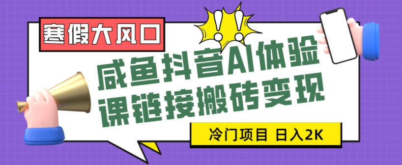 寒假大风口咸鱼抖音AI体验课链接搬砖变现，全网首发冷门项目，小白可日入2K+【揭秘】| 网创圈