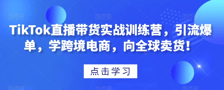 TikTok直播带货实战训练营，引流爆单，学跨境电商，向全球卖货！| 网创圈