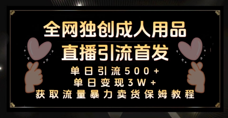 全网独创真人主播+无人直播单日引流500+，橙人用品暴力卖货单日变现3W+保姆似教学2.0【揭秘】| 网创圈
