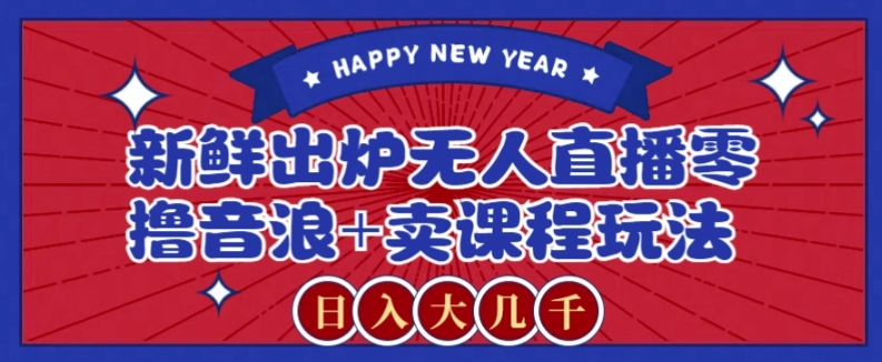 2024最新无人直播零撸音浪+卖课程玩法，日入大几千不是梦【揭秘】| 副业网