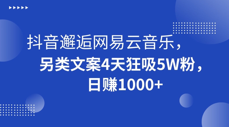 抖音邂逅网易云音乐，另类文案4天狂吸5W粉，日赚1000+【揭秘】| 网创圈