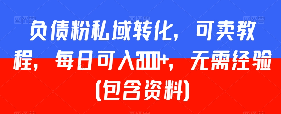 负债粉私域转化，可卖教程，每日可入2000+，无需经验（包含资料）| 网创圈