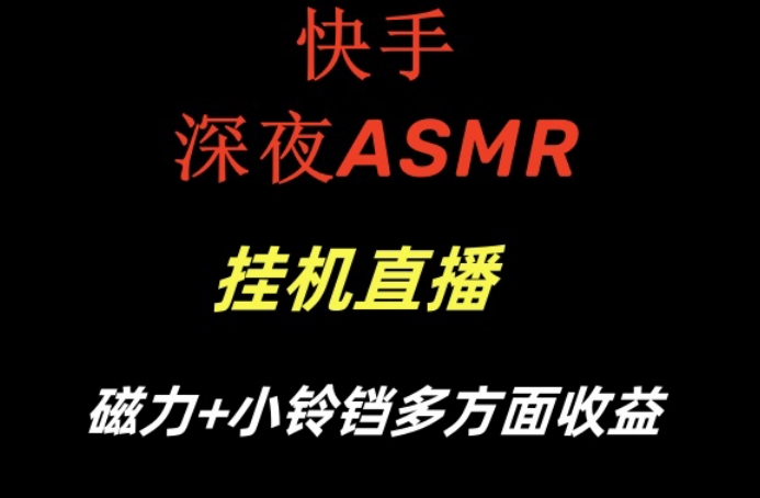 快手深夜性感ASMR挂机直播，磁力+小铃铛收益（附带工具和5G素材）| 网创圈