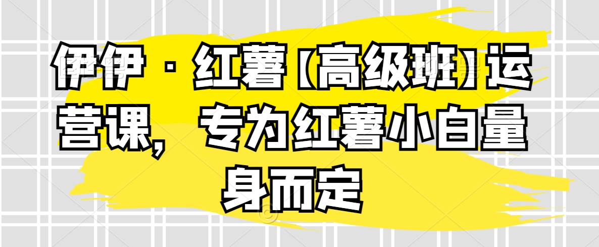 伊伊·红薯【高级班】运营课，专为红薯小白量身而定| 网创圈