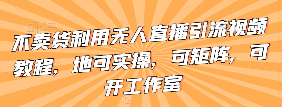 不卖货利用无人直播引流视频教程，地可实操，可矩阵，可开工作室| 网创圈