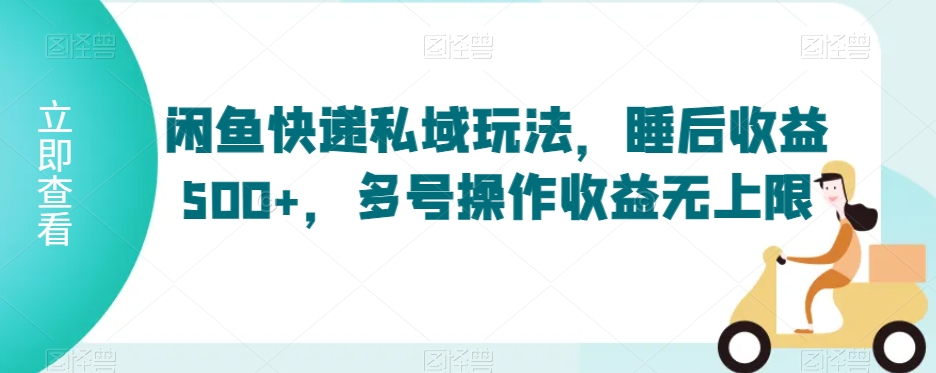 闲鱼快递私域玩法，睡后收益500+，多号操作收益无上限| 网创圈