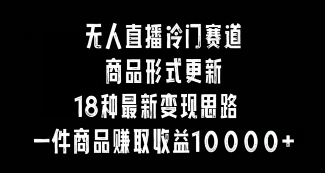无人直播冷门赛道，商品形式更新，18种变现思路，一件商品赚取收益10000+| 网创圈