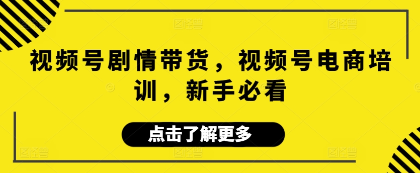 视频号剧情带货，视频号电商培训，新手必看| 网创圈