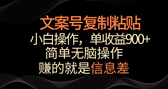 文案号掘金，简单复制粘贴，小白操作，单作品收益900+| 网创圈