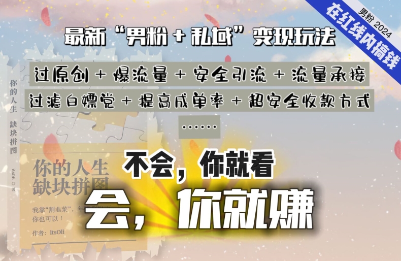 2024，“男粉+私域”还是最耐造、最赚、最轻松、最愉快的变现方式| 网创圈