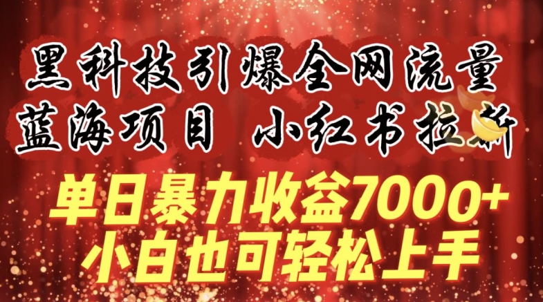 蓝海项目!黑科技引爆全网流量小红书拉新，单日暴力收益7000+，小白也能轻松上手| 网创圈