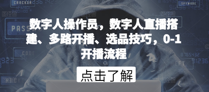 数字人操作员，数字人直播搭建、多路开播、选品技巧，0-1开播流程| 网创圈