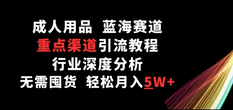 成人用品，蓝海赛道，重点渠道引流教程，行业深度分析，无需囤货，轻松月入5W+| 网创圈