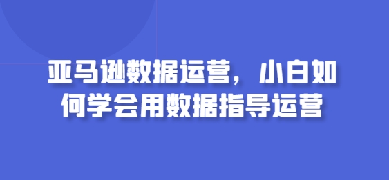 亚马逊数据运营，小白如何学会用数据指导运营| 网创圈