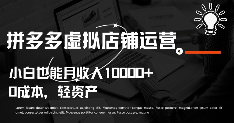 拼多多虚拟店铺运营小白也能月收入10000+| 网创圈