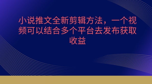 小说推文全新剪辑方法，一个视频可以结合多个平台去发布获取| 网创圈