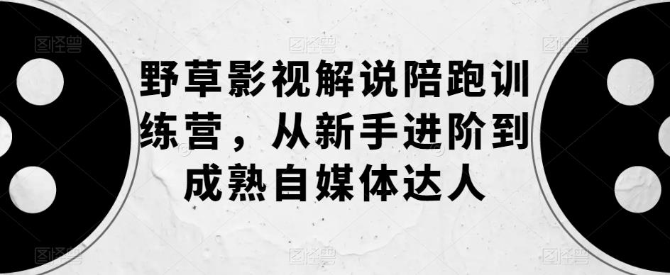 野草影视解说陪跑训练营，从新手进阶到成熟自媒体达人| 网创圈