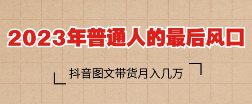 2023年普通人的最后风口，抖音图文带货月入几万，只需一部手机即可操作| 网创圈