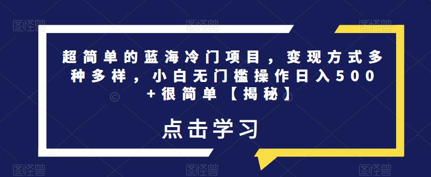 超简单的蓝海冷门项目，变现方式多种多样，小白无门槛操作日入500+很简单【揭秘】| 网创圈