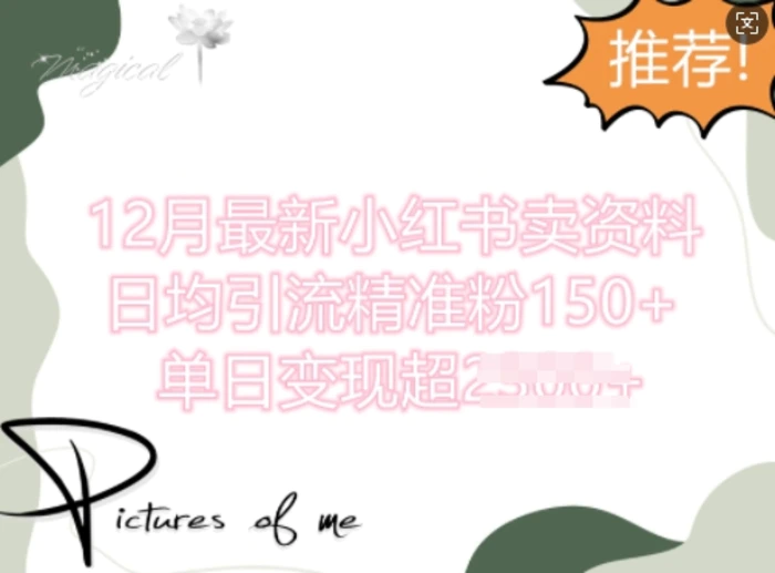 12月最新小红书日均引流精准粉100+，单日变现多张| 网创圈