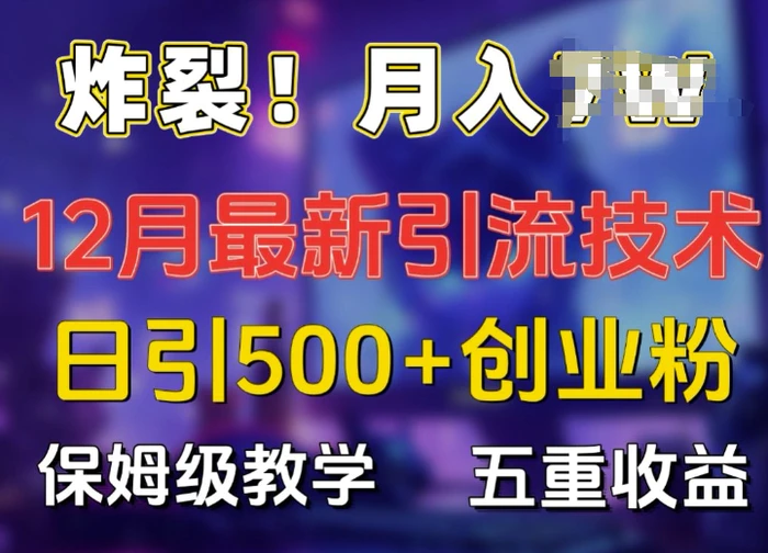 炸裂!揭秘12月最新日引流500+精准创业粉，多重收益保姆级教学| 网创圈