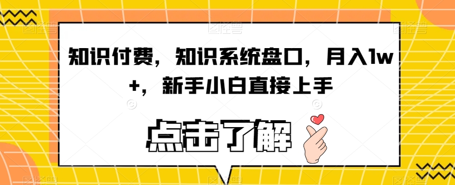 知识付费，知识系统盘口，月入1w+，新手小白直接上手| 网创圈