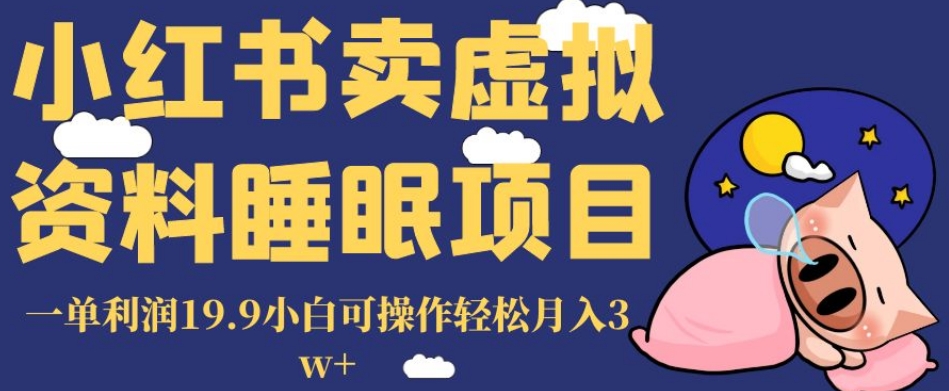 小红书卖虚拟资料睡眠项目，一单利润19.9小白可操作轻松月入3w+【揭秘】| 网创圈