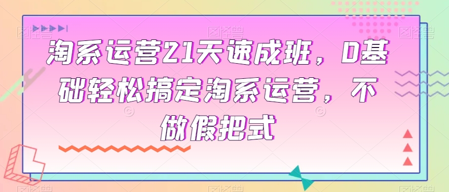 淘系运营21天速成班，0基础轻松搞定淘系运营，不做假把式| 网创圈