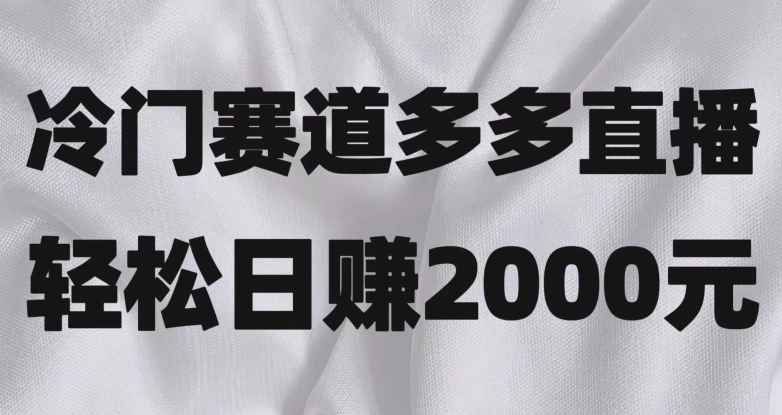 冷门赛道拼多多直播，简单念稿子，日收益2000＋【揭秘】| 网创圈