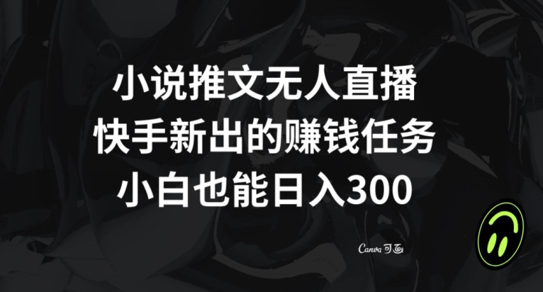 小说推文无人直播，快手新出的赚钱任务，小白也能日入300+【揭秘】| 网创圈