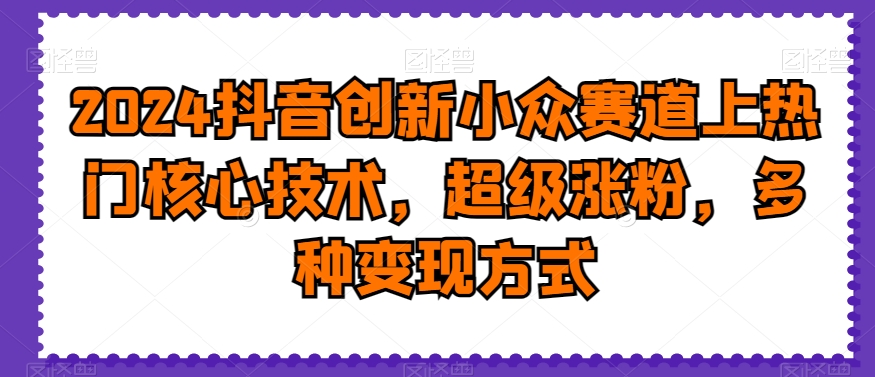 2024抖音创新小众赛道上热门核心技术，超级涨粉，多种变现方式| 网创圈