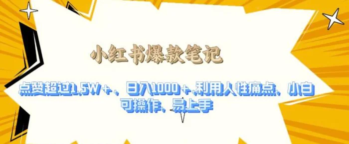 利用人性的痛点，打造爆款笔记，获得点赞超过1.5W+，日入1k【揭秘】| 网创圈