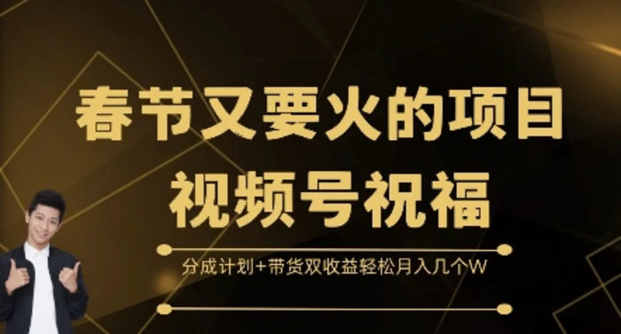 春节又要火的项目视频号祝福，分成计划+带货双收益，轻松月入几个W【揭秘】| 网创圈