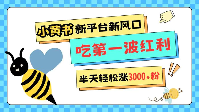 小黄书重磅来袭，新平台新风口，管理宽松，半天轻松涨3000粉，第一波红利等你来吃| 网创圈