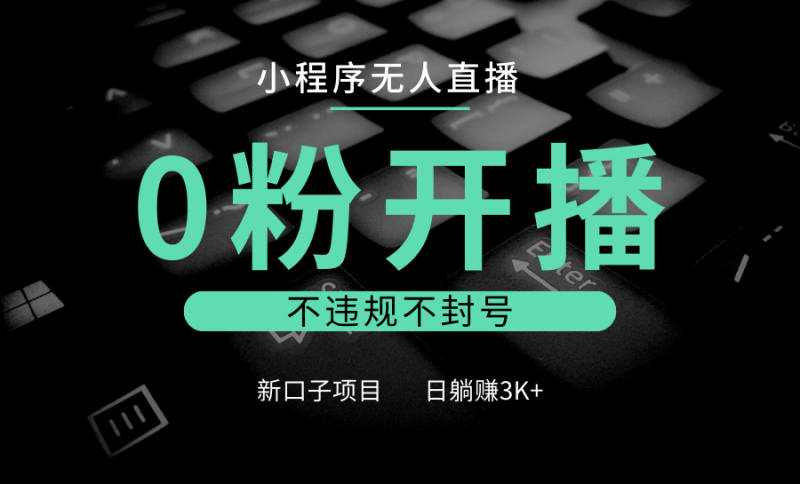 小程序无人直播，0粉开播，不违规不封号，新口子项目，小白日躺赚3K+| 网创圈