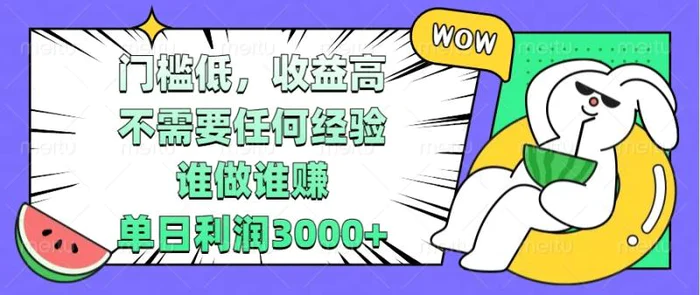 （13651期） 门槛低，收益高，不需要任何经验，谁做谁赚，单日利润3000+| 网创圈