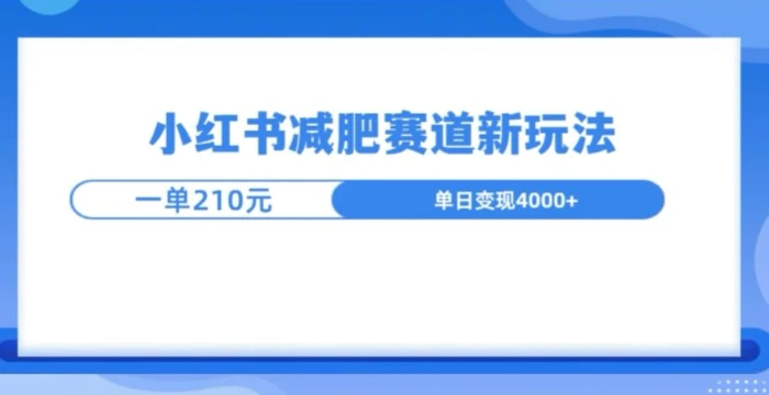 小红书减肥赛道新玩法，引流私域变现嘎嘎猛| 网创圈