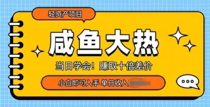 咸鱼大热轻资产类项目，当日学会，赚取十倍差价，小白即可入手| 网创圈