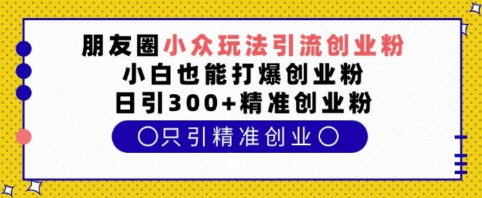 朋友圈小众玩法引流创业粉，小白也能打爆创业粉，日引300+精准创业粉| 副业网