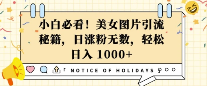 小白必看，美女图片引流秘籍，日涨粉无数，轻松日入几张| 网创圈