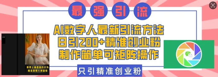 AI数字人最新引流方法，日引200+精准创业粉，制作简单可矩阵操作| 网创圈