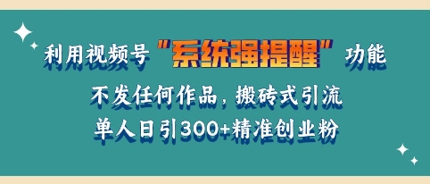 利用微信视频号系统提醒功能，引流精准创业粉，无需发布任何作品，单人单日引流300+创业粉| 网创圈