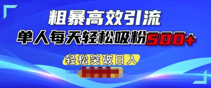 粗暴高效引流，单人每天轻松吸粉500+，轻松突破日入多张| 网创圈