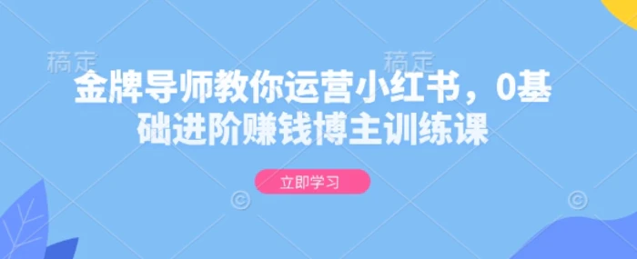 金牌导师教你运营小红书，0基础进阶赚钱博主训练课| 网创圈